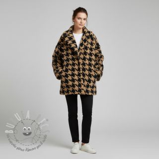 Tessuto per cappotti TEDDY JACQUARD PIED DE POULE camel