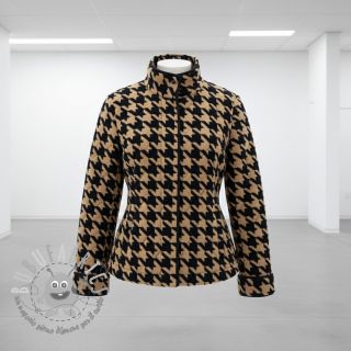 Tessuto per cappotti TEDDY JACQUARD PIED DE POULE camel