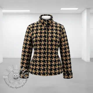 Tessuto per cappotti TEDDY JACQUARD PIED DE POULE camel