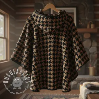 Tessuto per cappotti TEDDY JACQUARD PIED DE POULE camel
