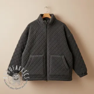 Tessuto per cappotti TEDDY Diamond dark grey