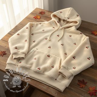 Tessuto per cappotti TEDDY EMBROIDERY Cherries
