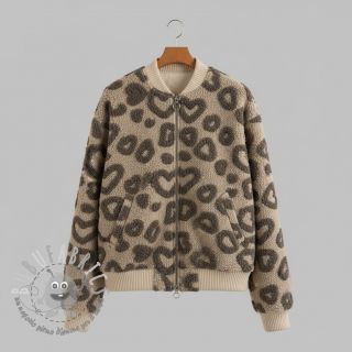 Tessuto per cappotti TEDDY Hearts sand