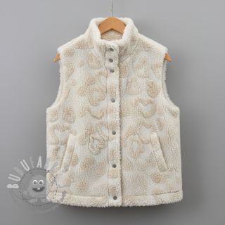 Tessuto per cappotti TEDDY Hearts off white