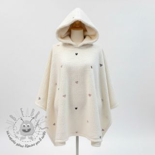 Tessuto per cappotti TEDDY EMBROIDERY Hearts ecru