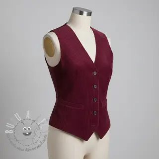 Velluto a coste 6W WASHED STRETCH berry