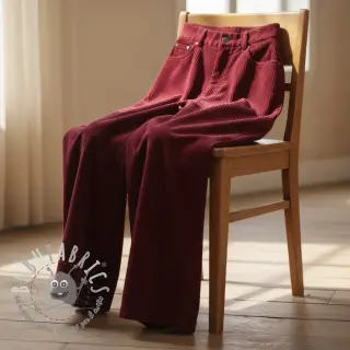 Velluto a coste 6W WASHED STRETCH berry