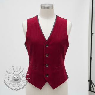 Velluto a coste 6W WASHED STRETCH dark red