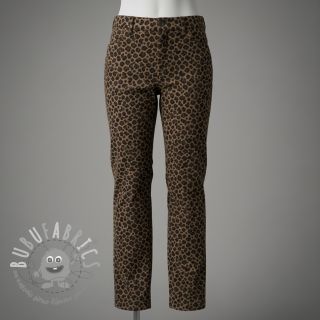 Velluto a coste STRETCH Little Leopard taupe
