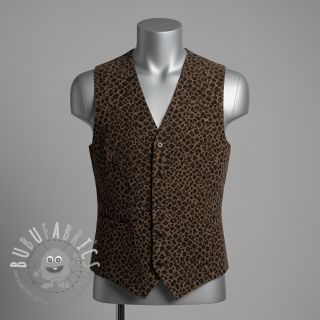 Velluto a coste STRETCH Little Leopard taupe