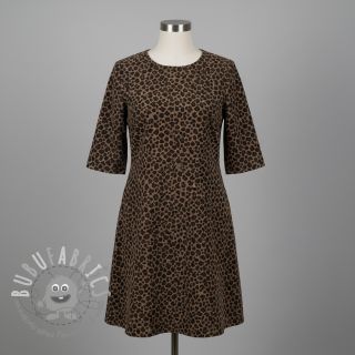 Velluto a coste STRETCH Little Leopard taupe