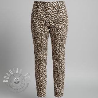 Velluto a coste STRETCH Little Leopard light sand