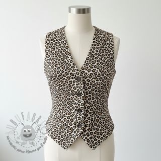 Velluto a coste STRETCH Little Leopard light sand