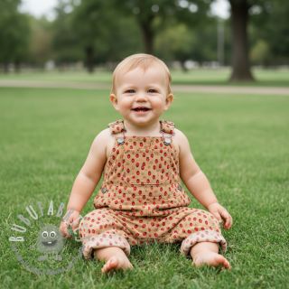 Velluto a coste STRETCH Little strawberries sand