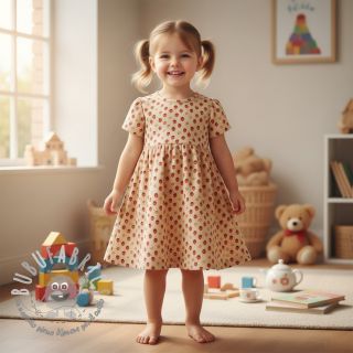 Velluto a coste STRETCH Little strawberries sand