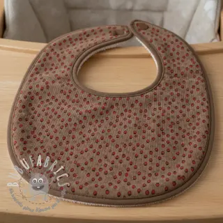 Velluto a coste STRETCH Little strawberries taupe