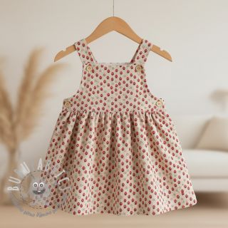 Velluto a coste STRETCH Little strawberries light sand