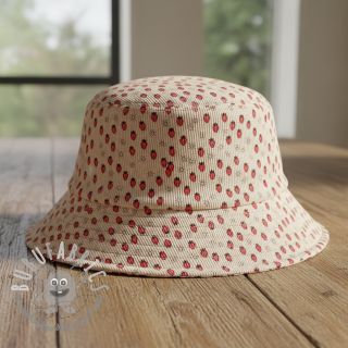 Velluto a coste STRETCH Little strawberries light sand