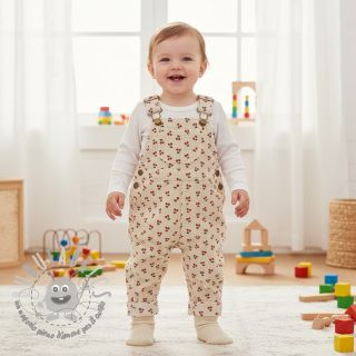 Velluto a coste STRETCH Little cherry light sand