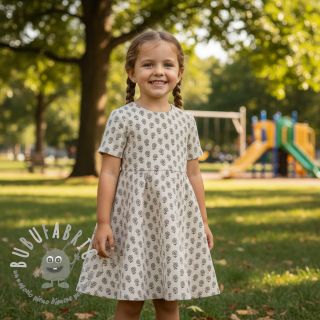 Velluto a coste STRETCH Little flower light sand