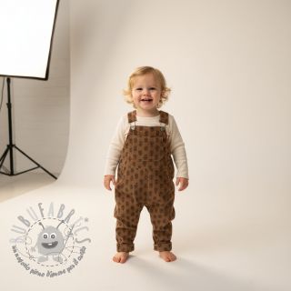 Velluto a coste STRETCH Little flower taupe