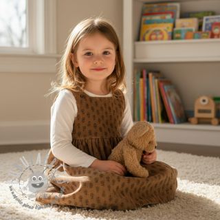 Velluto a coste STRETCH Little flower taupe