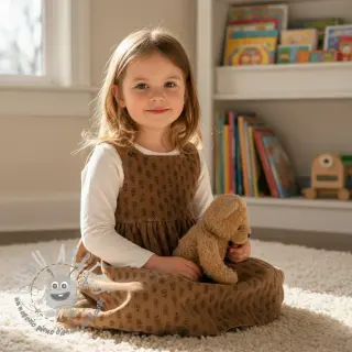 Velluto a coste STRETCH Little flower taupe
