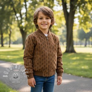 Velluto a coste STRETCH Little flower taupe