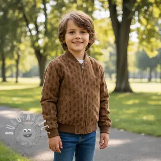 Velluto a coste STRETCH Little flower taupe