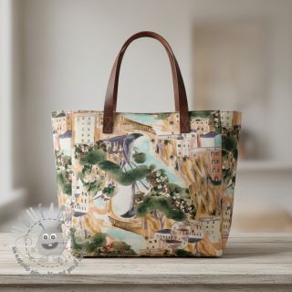 Tessuto decorativo Houses ecru digital print