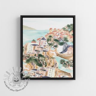 Tessuto decorativo Houses ecru digital print