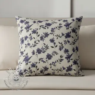 Tessuto decorativo Linenlook Night flowers digital print
