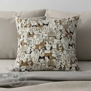 Tessuto decorativo Linenlook Dogs natural