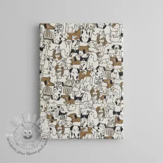 Tessuto decorativo Linenlook Dogs natural
