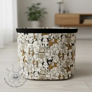 Tessuto decorativo Linenlook Dogs natural