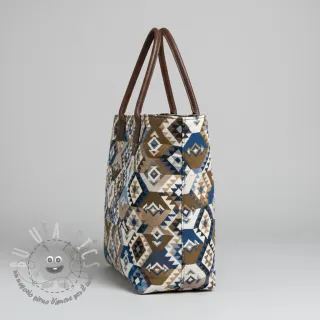 Tessuto decorativo jacquard Kilim cobalt havane