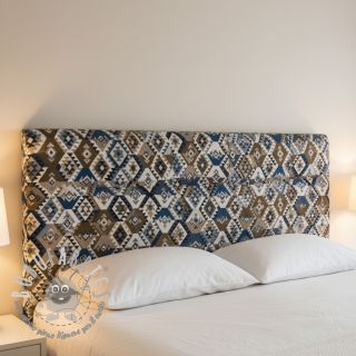 Tessuto decorativo jacquard Kilim cobalt havane
