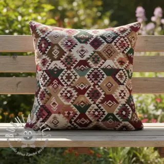 Tessuto decorativo jacquard Kilim fuchsia vert