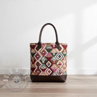 Tessuto decorativo jacquard Kilim fuchsia vert