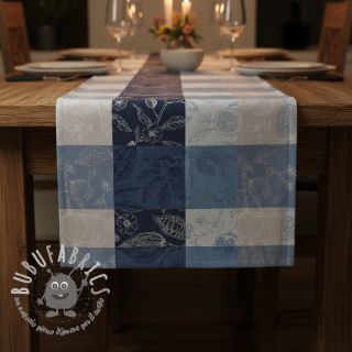 Tessuto decorativo FRENCH TABLE CLOTH JACQUARD Cabosse allover indigo