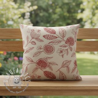 Tessuto decorativo RUSTIC VINTAGE PRINT Granata groseille