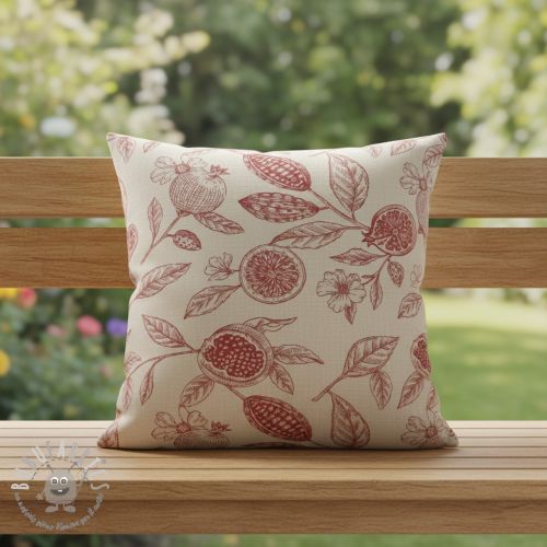 Tessuto decorativo RUSTIC VINTAGE PRINT Granata groseille