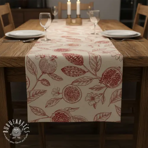 Tessuto decorativo RUSTIC VINTAGE PRINT Granata groseille
