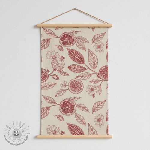 Tessuto decorativo RUSTIC VINTAGE PRINT Granata groseille
