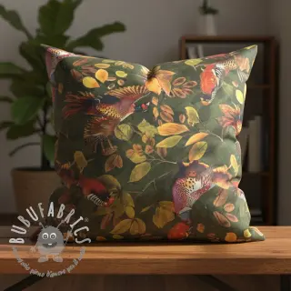 Tessuto decorativo VELVET Pheasant Forest Leaf