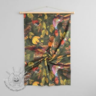 Tessuto decorativo VELVET Pheasant Forest Leaf
