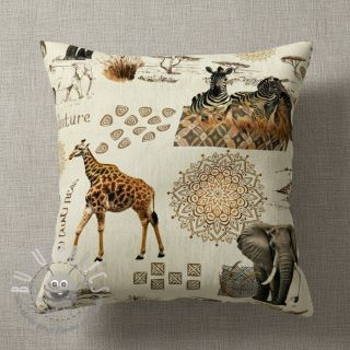 Tessuto decorativo premium Linenlook Wildlife Safari Trip digital print