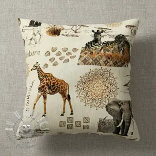 Tessuto decorativo premium Linenlook Wildlife Safari Trip digital print