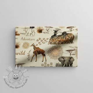 Tessuto decorativo premium Linenlook Wildlife Safari Trip digital print