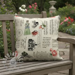 Tessuto decorativo premium Linenlook Regal Newspaper digital print